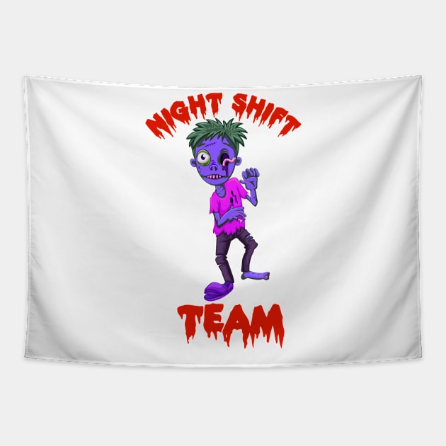 Team Night Shift, Scary Zombie Tapestry by crimsonshirt