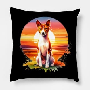 Watercolor Basenji Sunset Pillow