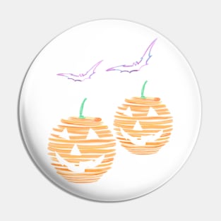 Halloween Pumpkin smiles with bat Pin