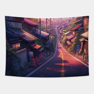 Japanese Lane - Anime Drawing Tapestry