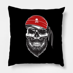 Pirate with red head scarf Pillow