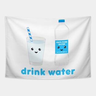 Drink water Kawaii bottle and glass Tapestry