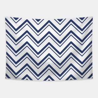 Blue Abstract Zigzag Lines Tapestry