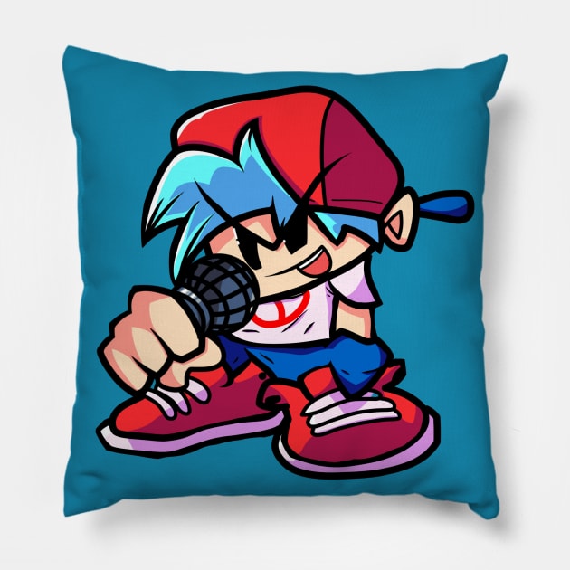 BoyFriend FNF Detailed Version Pillow by Abrek Art