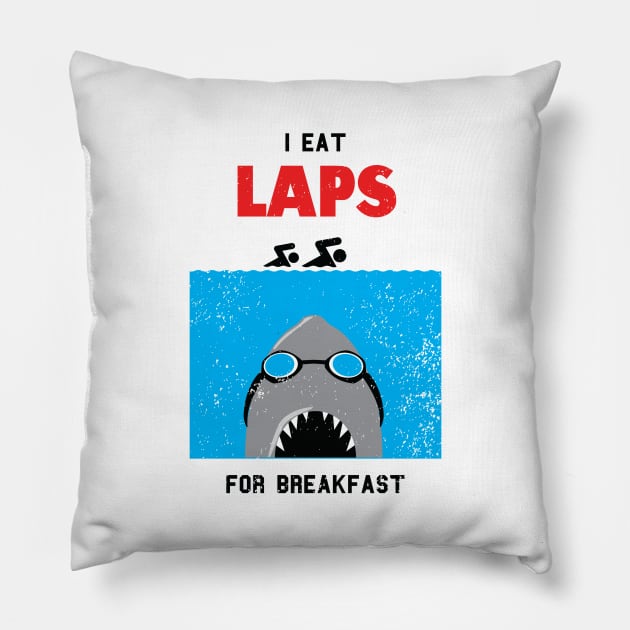 shark swimmer eats laps for breakfast Pillow by atomguy