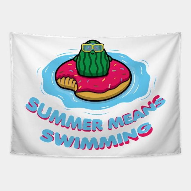 Summer means swimming, watermelon swimmer Tapestry by TTirex