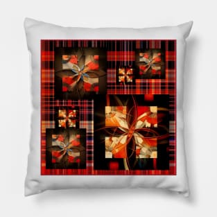 Bright Geometrics on Plaid Pillow