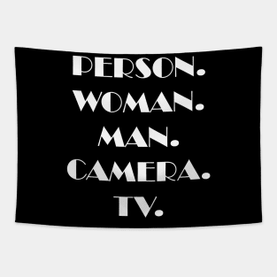 person womanwoman man camera tv person Tapestry