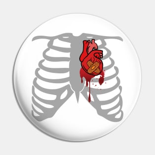 Halloween Costume Ribcage Bleeding Heart Funny Spooky Scary Skeleton Gift Pin