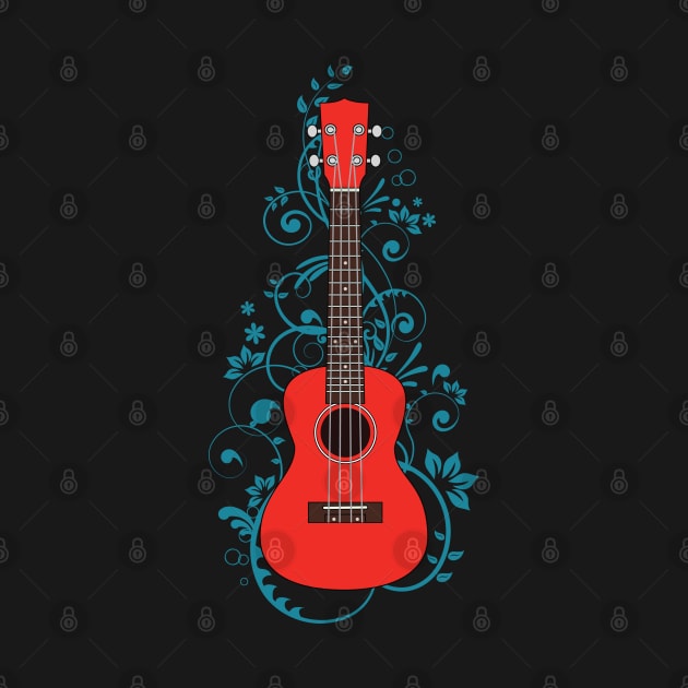 Red Ukulele Flowering Vines by nightsworthy