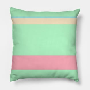 A pleasing pattern of Light Pink, Blue Lagoon, Magic Mint and Bisque stripes. Pillow