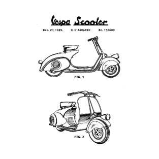 Vespa Scooter Patent Black T-Shirt