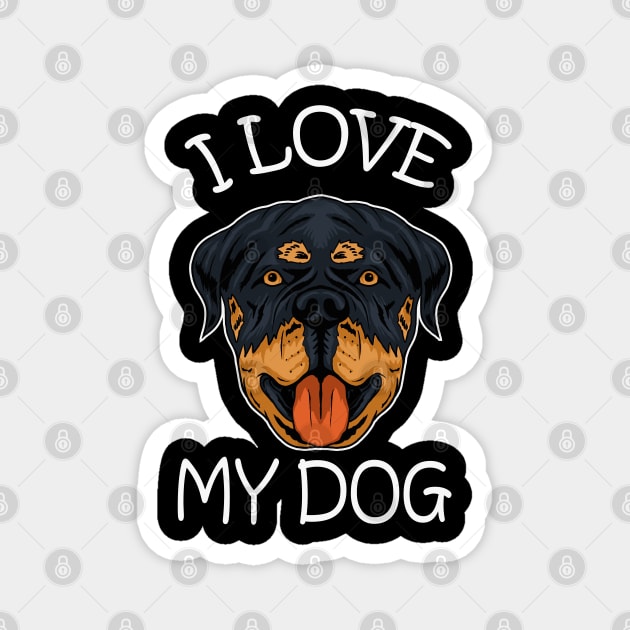 dog rottweiler dog i love my dog Magnet by wahyuart21