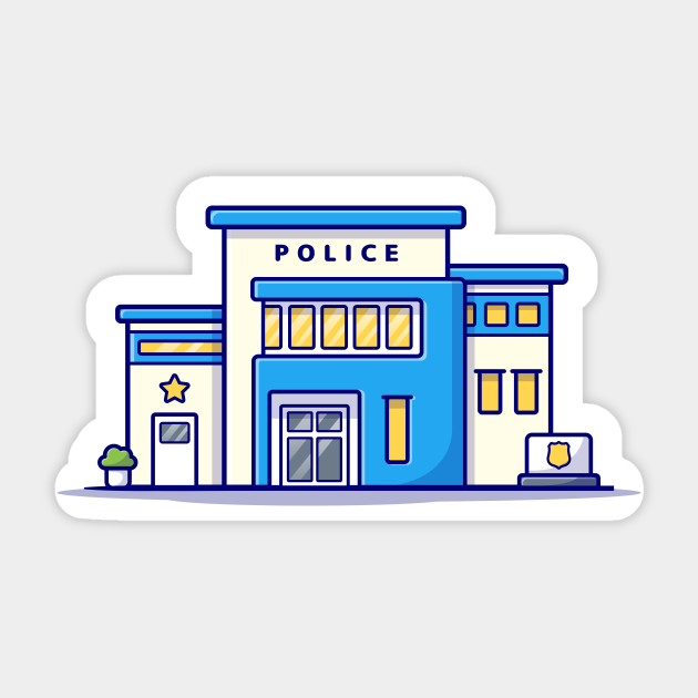 Police Office Cartoon - Police Station - Sticker | TeePublic Police Office Cartoon - Police Station - Sticker | TeePublic