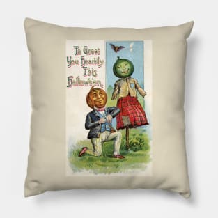 Charming Pumpkin Couple Have a Romantic Date Pillow