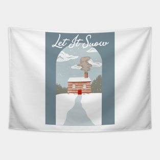 Let It Snow Cabin Tapestry