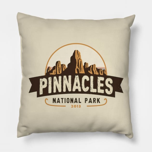 Pinnacles National Park Travel Sticker Pillow by GreenMary Design