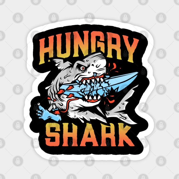 Hungry shark - wild shark design Magnet by BB Funny Store