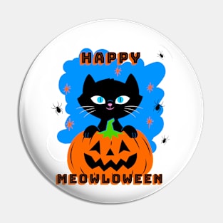 HAPPY Meowloween Black Cat Pin