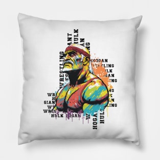 Wrestling Hulk black Pillow