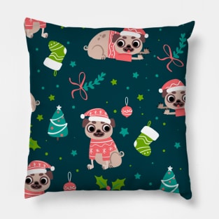 Merry Christmas lustiger Mops im Weihnachts Outfit Pillow