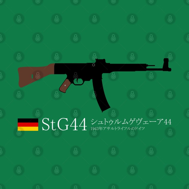 Stg44 Sturmgewehr44 or Mp44 Historical 1943 German assault rifle white in Japanese シュトゥルムゲヴェーア44 1943年アサルトライフルのドイツ by FOGSJ