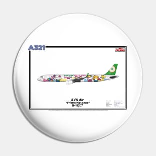 Airbus A321 - EVA Air "Friendship Bows" (Art Print) Pin