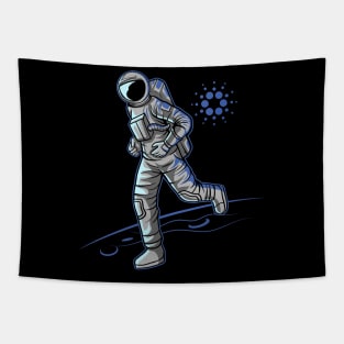 Cardano ADA Logo to the Moon Crypto Astronaut Tapestry