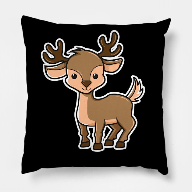 Deer Cartoon Pillow by MyBeautifulFiles