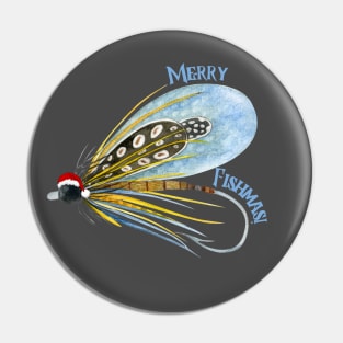 Merry Fishmas Fly Fishing Pin