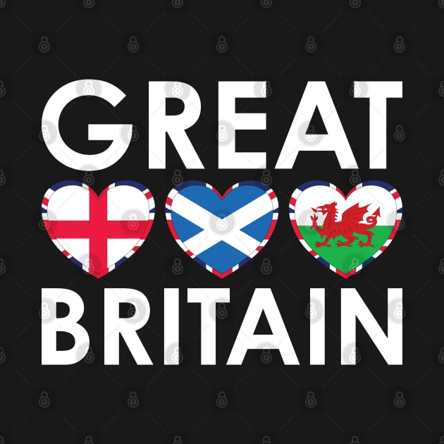 Great Britain England Scotland Wales Flags Hearts by DPattonPD