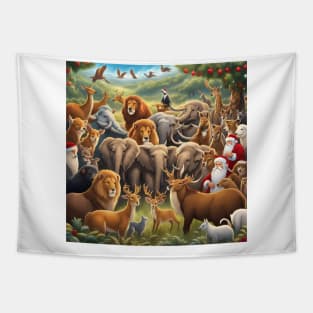 Animal Christmas Tapestry