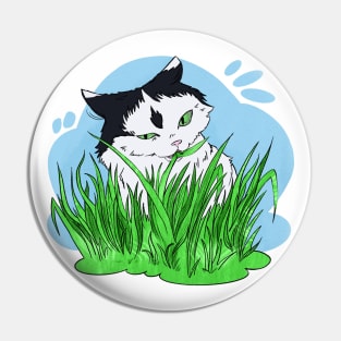 waffle the cat in green grass Pin