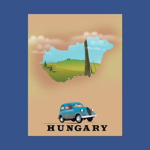 Hungary Map travel poster by nickemporium1