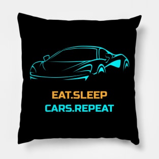 Eat Sleep Cars Repeat McLaren Gulf Blue Car Pillow