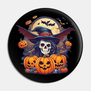 witch skull Halloween Pin