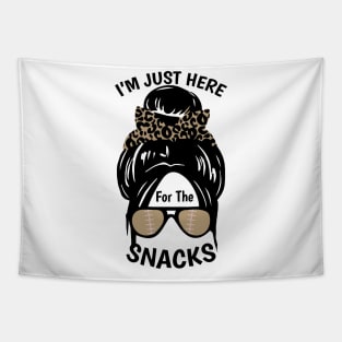 I'm Just Here For The Snacks Black Women Football Tapestry