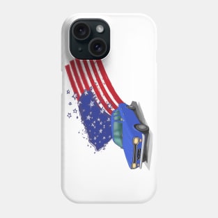 Iconic Ford Escort From the 70s with the American Flag behind - illustration Phone Case