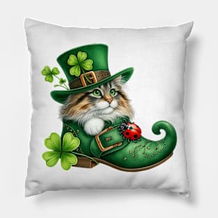 Norwegian Forest Cat Shoes For Patricks Day Pillow