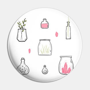 Cute Jar illustrations with crystals Pin