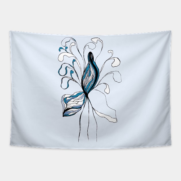 Abstract flower in blue colors Tapestry by NastasiaPattern