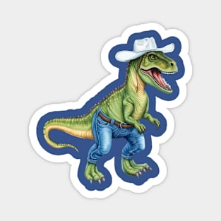 Texan Cowboy Dinosaur Wearing Denim Jeans Magnet