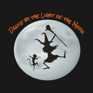 Witch and Black Cat Dancing by the light of the Moon Tee shirt T-Shirt