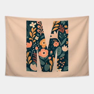 Whimsical Floral Letter M Tapestry