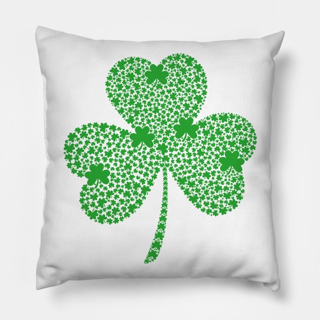 Clover Leaf Made Of Small Clover Leaves Pillow by theworthyquote