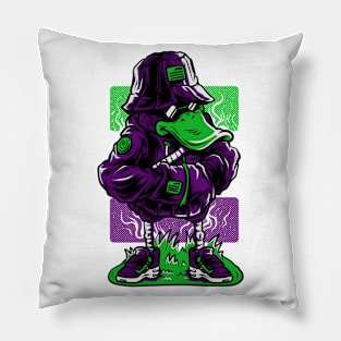 Dapper Duck Character Purple Green Pillow