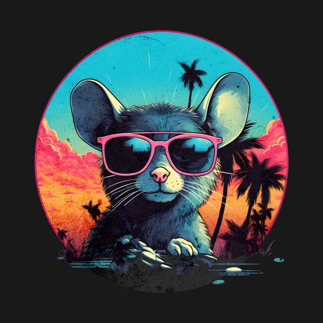 Retro Wave Chillout Grey Mouse by Miami Neon Designs