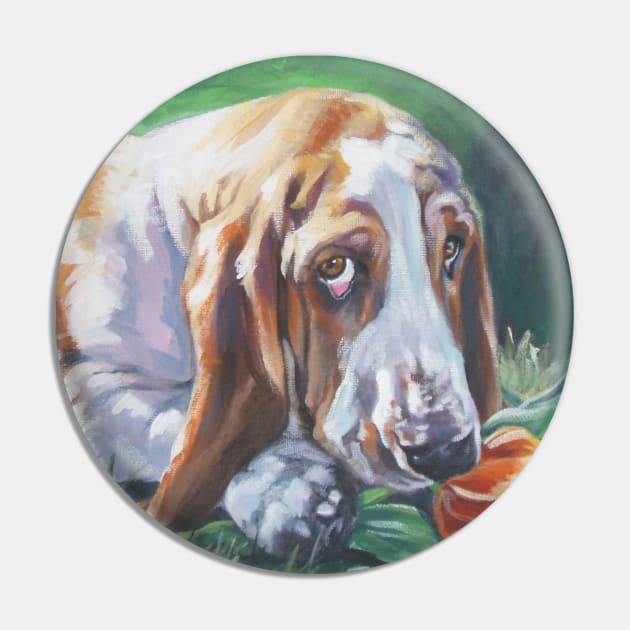 Basset Hound Fine Art Painting Pin by LASHEPARD