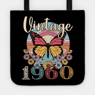 Floral Butterfly Retro Vintage 1960 63rd Birthday Tote