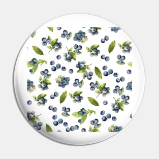 Watercolor blueberry on white Pin